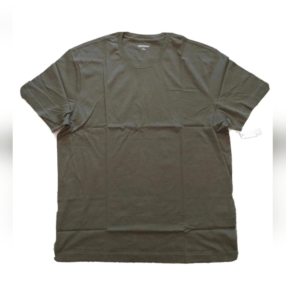 Good Threads Mens Large Casual T-Shirt Green Olive Short Sleeve Crew Neck Cotton